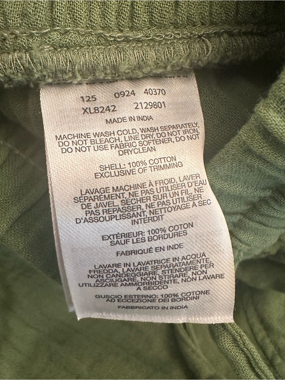 Columbia olive green, textured cheesecloth set - Picture 4 of 6